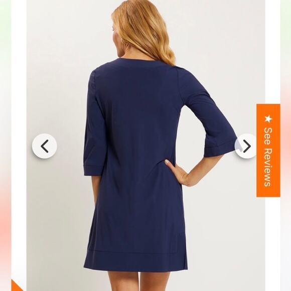 Jude Connally Blue Swirl Megan 3/4 Sleeve Jude Cloth Shift Dress Sz.L - Picture 4 of 14